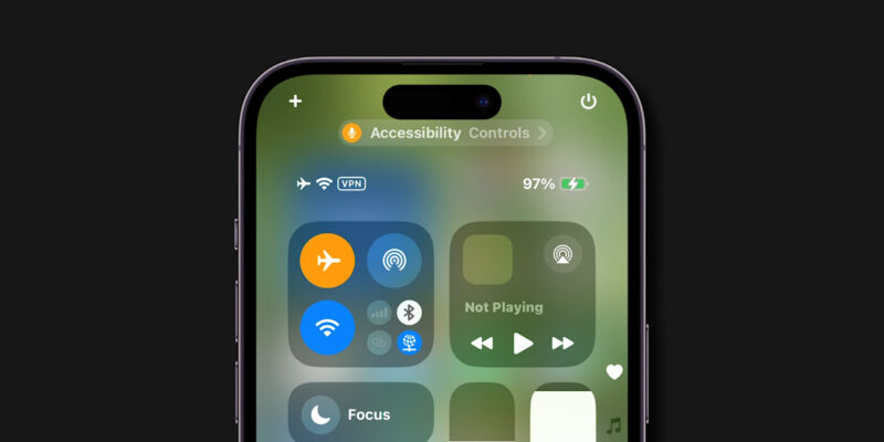 iPhone Control Center showing connectivity toggles like Wi-Fi, Bluetooth, and Airplane Mode.
